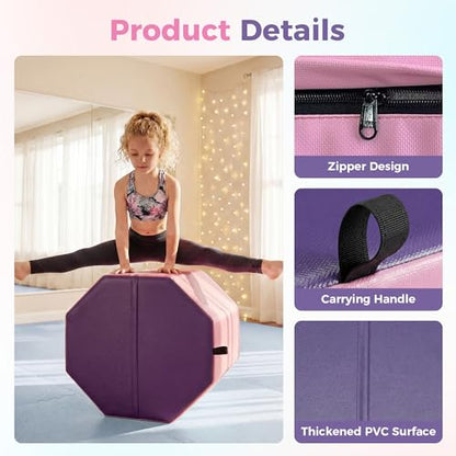 Garvee 19"X19"X23" Octagon Gymnastics Mat, Home Tumbling Mat with High-Density Foam & Waterproof Cover, Skill Shape Tumbling Backbend Trainer Exercise Mat, Somersault Backbend Trainer for Cheerleading & Martial Arts