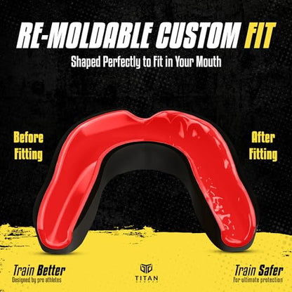Mouth Guard Boxing, Dual-Layer Boil & Bite Mouthguard, Adult | Premium Dual-Layer | Case Included | Adult & Youth Custom-Fit Mouthpiece | Football, MMA, Hockey, Lacrosse, BJJ, Basketball - color: Red, size: Junior Under 11