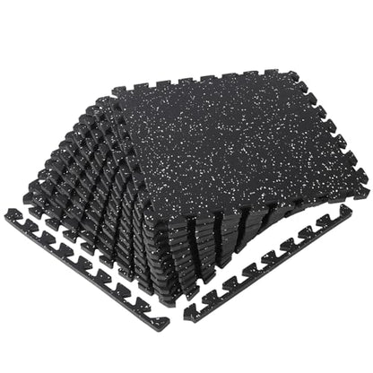 Garvee 0.56" Thick 48 Sq Ft Rubber Top Exercise Equipment Mats, 12 Tiles | High Density EVA Foam Interlocking Gym Flooring for Home Gym, Non-Slip Waterproof Workout Mat, 24x24in, Black/White - color: Black/White