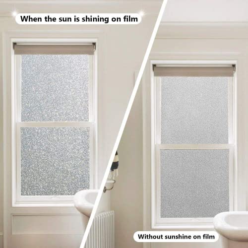 Finnez Frosted Glass Window Privacy Film, Static Cling, 23.6" x 78.7" | UV Block & Heat Control Sticker, Adhesive Free Removable Tint, No Glue Anti-Glare Renter Friendly Coverings for Home Bathroom - color: Crystal, size: 23.6 x 78.7 Inch