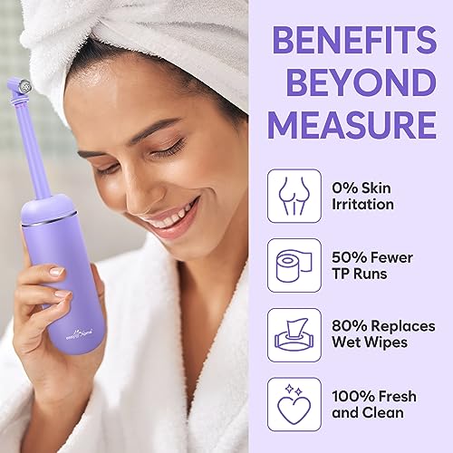 Easy@Home Portable Bidet for Travel - Peri Bottle for Postpartum & Perineal Care Purple + Green