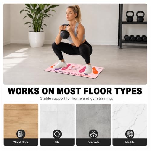 Squat Mat with Foot Position,Non-Slip Workout Mat for Squat & Leg Exercises - color: Rose