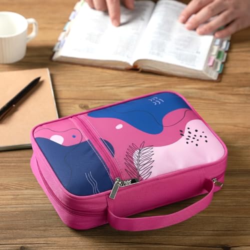 Mr. Pen- Bible Cover Case | Carrying Book Case with Durable Handle and Zippered Pocket, Bible Protective Church Bag for Men & Women, Christian Gifts - color: Pink Style