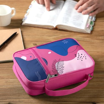 Mr. Pen- Bible Cover Case | Carrying Book Case with Durable Handle and Zippered Pocket, Bible Protective Church Bag for Men & Women, Christian Gifts - color: Pink Style