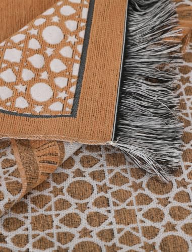 Islamic Prayer Rug Elegant Masjid Pattern Thin Mat Muslim Portable Blanket Ramadan Eid Gift Rug Turkish Prayer Carpet - Khaki 1pc - color: 1pc Khakic