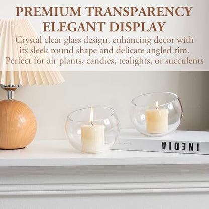 MyGift 5 Inch Clear Glass Round Bowl Air Plant Terrariums, Set of 4 | Versatile glass vessels showcase plants, candles, and decorative accents for weddings, events, shelves, and tabletop displays - size: Set of 4 (Round)
