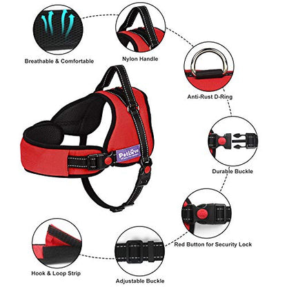 PetLove Dog Harness, Adjustable Soft Leash Padded No Pull Dog Harness for Small Medium Large Dogs, Red - color: Red, size: XXS