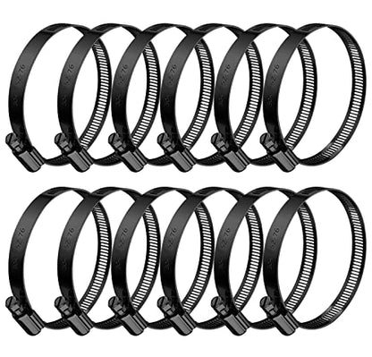 BOTTEN 12pcs Black Hose Clamp,2-3 Inch(52-76mm) 304 Hose Clamps Stainless Steel Adjustable Worm Gear Hose Clamps Assortment Kit,radiator hose clamps fuel line clamps - size: 2''–3''