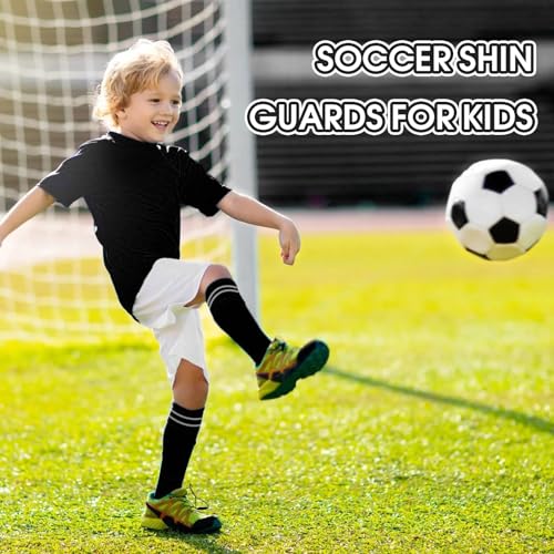 2 Pair Soccer Shin Guards Kids Youth, Shin Pads for 3-15 Years Old Boys and Girls Football Games EVA Cushion Protection Reduce Shocks and Injuries Lightweight Equipment - color: Black and White, size: Large