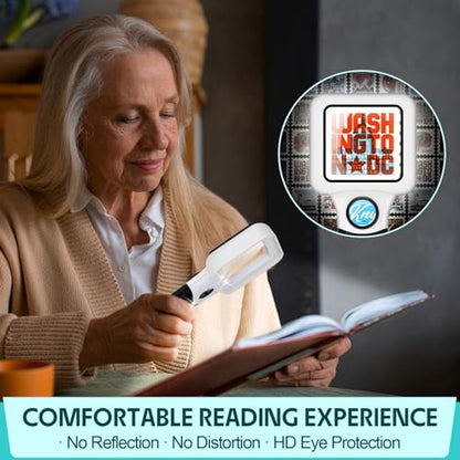 Compact Magnifying Glass with Lights,45X 10X Small Handheld Lighted Magnifier,3 LED Light Magnifying Glass for Reading Small Prints & Low Vision Seniors Rectangle 2PACK - color: 2 Pack Black Handle&white Frame