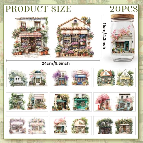 32 Pcs Cozy Tree Shop UV DTF Cup Wraps for 16OZ Glass, 4.3 x 9.4 Inch Cozy House UV DTF Transfer Stickers Waterproof Rub on Transfer Decals for Glass Bottle Vase Furniture Crafts - style: Cozy Tree Shop