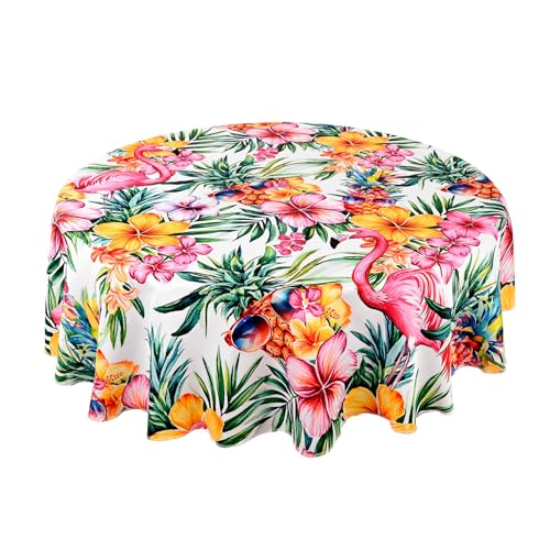 juniissl Tropical Pineapple Tablecloth Washable Round Table Cover for Kitchen Dining Decoration 60 Inch - color: Tropical
