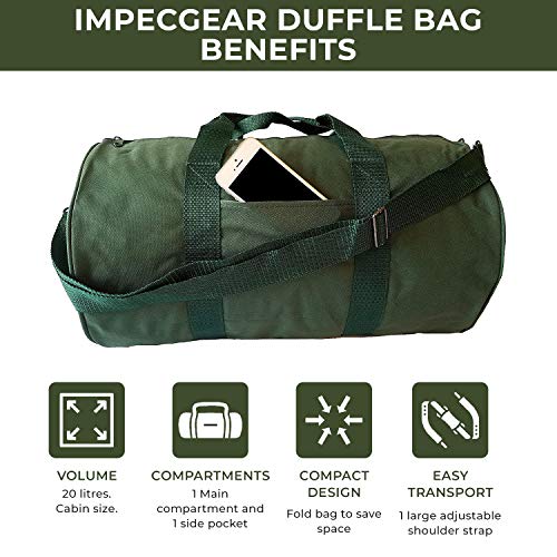 Impecgear Round Duffel Team Sports Equipment Bags, Travel Gym Fitness Bag. - color: Green