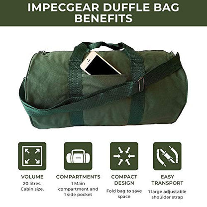 Impecgear Round Duffel Team Sports Equipment Bags, Travel Gym Fitness Bag. - color: Green