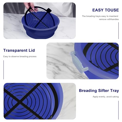 Collapsible Batter Bowl - Breading Bowl Shaker with Lid, Deep Blue - color: Deep Blue