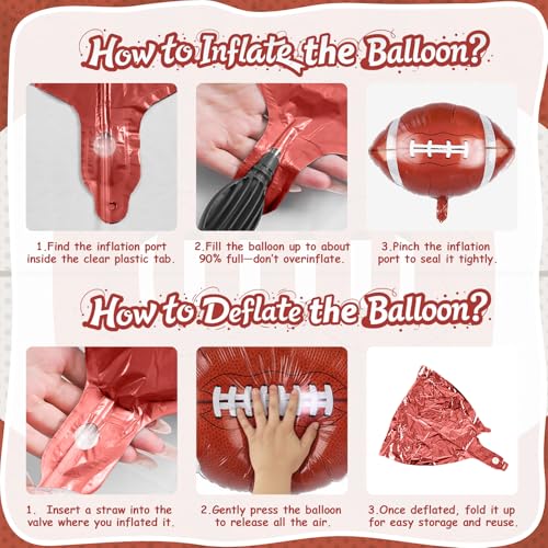 Football Balloons, 6 Pcs Large Foil for Boys Men Sports Birthday Party - style: Football