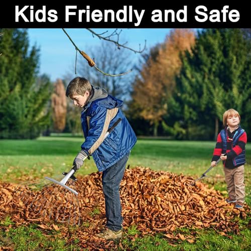 Buyplus Adjustable Garden Leaf Rake - 24 to 63 Inch Telescopic Metal Expandable Folding Leaves Rake, Metal Rake for Leaves, Yard Rakes for Lawn Yard, Flowers Beds, Black - color: Black