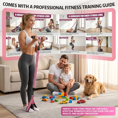 Pedal Resistance Band with Handle, 90LBS Adjustable Exercise Band | Full-Body Resistance Exercise,Adjustable 30/60/90LB,Portable Equipment,Multiple Colors