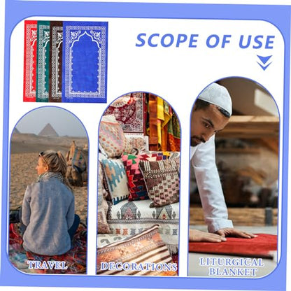 4pcs Soft Islamic Prayer Mats Delicate Patterns Padded Muslims Rug Eid Festival Decorative Rugs for Boys and Girls and Adults
