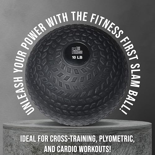 Fitness First Slam Ball, Easy-to-Grip, Sand-Filled Medicine Ball for Exercise and Workout, Ideal for Weight Training, Cross-Training, Cardio, and Plyometric Workout, Available in Different Weights - size: 6 LBS