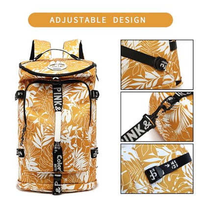 gym duffel bag backpack wrestling bag with shoe compartment 4 kinds of back method waterproof sports walking laptop - color: A-floral Yellow