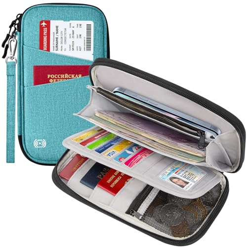BKNOOU Family Passport Holder RFID Blocking Travel Document Organizer - color: 06 Blue