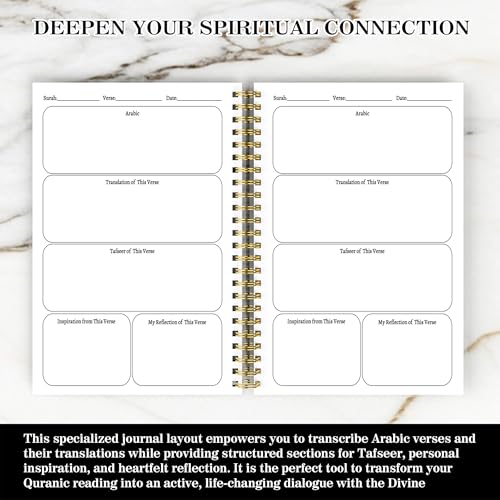 Premium Quran Study Journal - A5 Spiral Bound Islamic Reflection Notebook with 120 Pages 100gsm Thick Paper - Arabic & Translation Tracker for Daily Quranic Study, Memorization & Ramadan Gifts (Lantern Glow) - color: Lantern Glow
