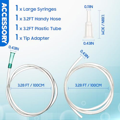 250ml Syringes with Tube 40 Inch Handy Plastic Tubing and Adapter Tip | Large Syringe for Liquid, Refilling Measuring, Dispensing Watering, Plant Irrigation, Feeding Pets, Oil or Glue Applicator - size: 250ML/CC