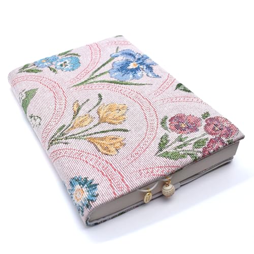 BLBMH 5x8 Book Cover | Handmade Non-Stretch Fabric Sleeve with Bookmark | for Paperback Bible Journal | Privacy Reading Gift for Women - WD Flower Pink - color: Wd Flower Pink
