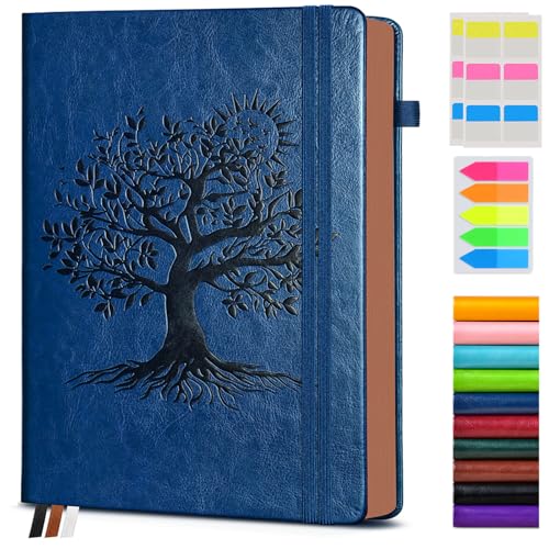 Vintage Leather Journal with 300 Numbered Pages,A4 Lined Journal for Men Women,Daily Journals for Writing,College Ruled Notebook for Work,School,Note taking,Travel Diary,Large (8.5" X 11.3") - color: Navy blue, size: A4 (8.5in X 11.3in)