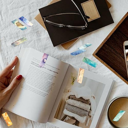 48 Pieces Magnetic Bookmarks Magnet Page Markers - Book Marks for Reading Women & Men with Storage Boxes - Cute Magnet Bookmark Clips for Reading Pleasure（Sky） - size: 48, style: Sky Style