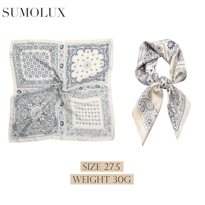 Sumolux Head Hair Scarf for Women Like Satin Silk Scarf Bandana Hair Wrapping Night Large Square Scarves 27.5" - color: Beige Cashew Nuts