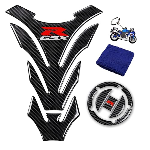 Real Carbon Gas Cap, Fuel Cap Decal, Tank Pad Stickers, Tank Protector for GSXR 600, 750, 1000 K6-K9 L1 2006-2017, 4Pcs Per Set