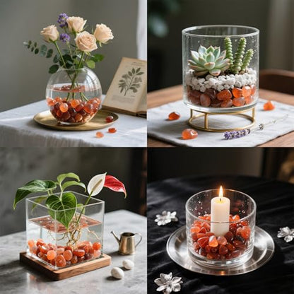 0.96LB Natural Pebbles Vase Filler Fish Tank Gravel Aquarium Decorative Crushed Stones Succulent Rocks Bulk Polished Irregular Shaped - Red - color: Red
