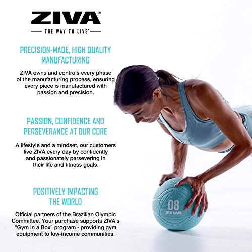 ZIVA Medicine Ball – Durable Rubber Weighted Ball with Easy-Grip Textured Shell for Core, Balance and Strength Training – Commercial Quality (Turquoise, 4–12 lb)