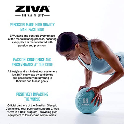 ZIVA Medicine Ball – Durable Rubber Weighted Ball with Easy-Grip Textured Shell for Core, Balance and Strength Training – Commercial Quality (Turquoise, 4–12 lb)