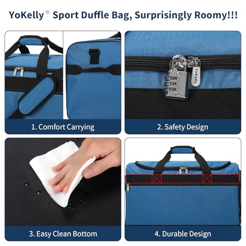 20 inch Gym Bag for Men, Royal Blue | 40L Capacity, Sport Duffle Bag, Weekender Duffel Bag, Travel - color: Royal Blue