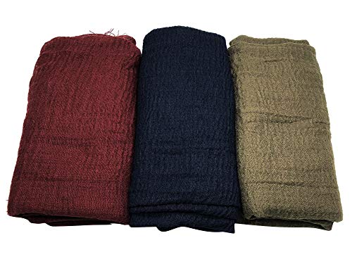 Women Scarf Shawl for All Season 3PCS Scarve Wrap Scarve. - color: Navy Blue, Wine Red, Army Green