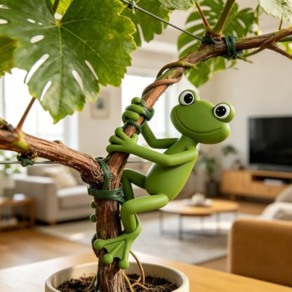 1 Piece Flexible Green Frog Silicone Plant Support,Soft Bendable Silicone Plant Holder,Animal-Shaped Stabilizer for Home & Office Decor