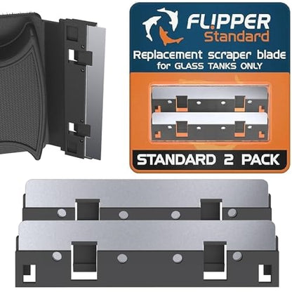 Flipper Standard Aquarium Algae Remover for Fish Tank Cleaner Replacement Blades, Pack of 2 - Glass Scraper Blades for Cleaning Kits - Water Cleaning Accessory - style: Standard
