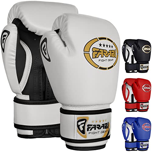 Kids Boxing Gloves for 3-10 Years 4 oz Youth Boxing Gloves Junior Punching Gloves MMA Muay Thai Boys and Girls Training Gloves - color: White/Black