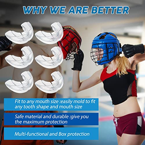 TOODOO 6 Pieces Braces Mouth Guard Kids Sports Mouth Guard for Kids Double Football Youth Mouthguards for Boxing Football Hockey Karate Basketball (Transparent) - color: Transparent