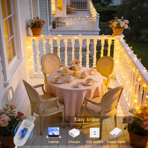 JMEXSUSS USB Fairy Lights for Bedroom,33ft 100 LED Christmas Lights Plug in - color: Warm White, size: 100 LED