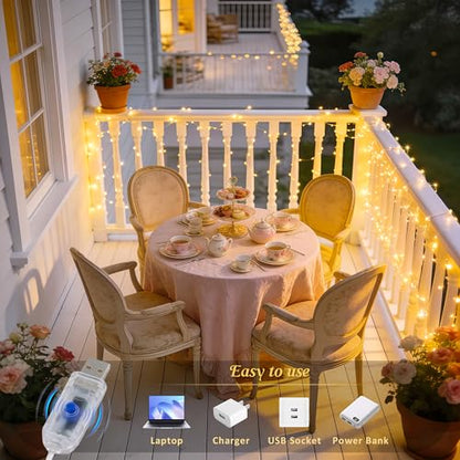 JMEXSUSS USB Fairy Lights for Bedroom,33ft 100 LED Christmas Lights Plug in - color: Warm White, size: 100 LED