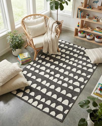 Rugs.com Whimsy Kids Collection Rug – 5x8 Dark Gray Medium-Pile Rug Perfect for Bedrooms, Dining Rooms, Living Rooms - color: Dark Gray, size: 5 x 8 Feet
