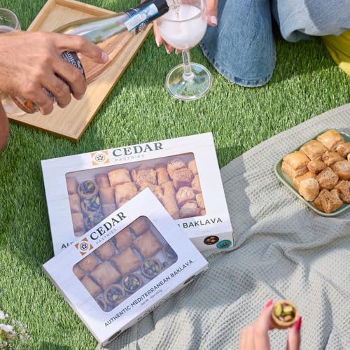 Cedar Pastries Mediterranean Baklava Assortment – 33 Pieces – Large Mediterranean Dessert Gift Box – Pistachio, Cashew & Walnut Phyllo Pastries – Gourmet Middle Eastern Sweets – Kosher & Halal Certified - size: 32 Ounce (Pack of 1)