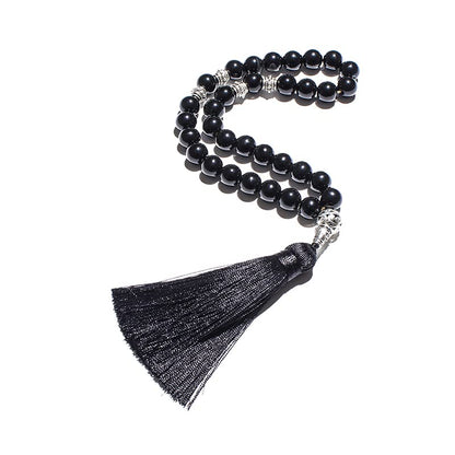 Tasbih Prayer Beads Allah & Muhammad Islamic Prayer Rosary Muslim Islam Misbaha Tasbeeh Sibha 99 Prayer Beads Necklace 33 Prayer Beads Bracelet - color: 10mm Black Onyx