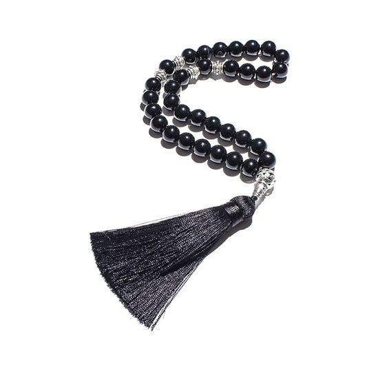 Tasbih Prayer Beads Allah & Muhammad Islamic Prayer Rosary Muslim Islam Misbaha Tasbeeh Sibha 99 Prayer Beads Necklace 33 Prayer Beads Bracelet - color: 10mm Black Onyx