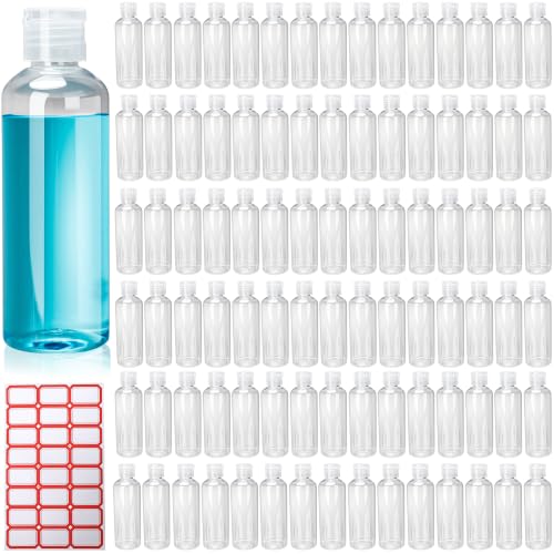120 Pack 3.4 OZ 100 ml Travel Bottles with Flip Cap Leakproof Plastic Squeezable Empty Small Travel Containers with Labels 240 Pack for Toiletries Liquids Travel Essentials