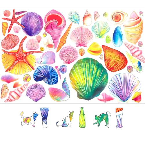 500 Piece Jigsaw Puzzle for Adults Colorful Seashells & Starfish Ocean Theme, Watercolor Art Adult Puzzles Ideal for Seniors Teens Family Game Night & Home Decor - color: Seashells